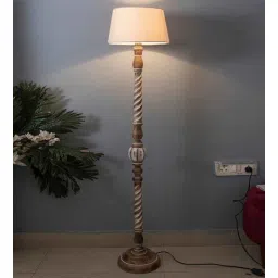 homesake Classic Twister Antique White Finish Wooden Floor Lamp with Khadi Shade-picture-59
