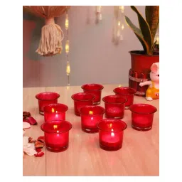 Homesake 'Easter' Red Glass Tea Light Holder - Set of 10-picture-20