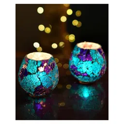 Homesake 'Easter' Turquoise Glass Candle Holder - Set of 2-picture-35