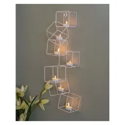Homesake 'Easter' White Metal Wall Candle Holder With Tea Light Candle - Set of 7-picture-42