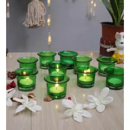 homesake Euphoria Green Glass Table Tea Light Holders & Votives (Pack Of 10)-picture-16