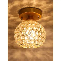 Homesake Gold Metal Crystal Semi Flush Mount Ceiling Light-picture-15