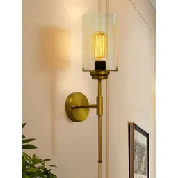 Homesake Gold-Toned & White Metal Cylinder Shaped Wall Lamp-picture-17