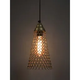 Homesake Golden Cone Shape Pendant Light - Set of 1 (Bulb not included)-picture-14