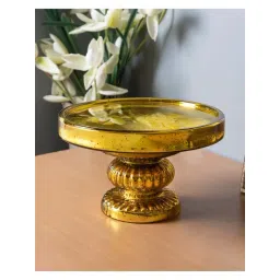 Homesake Golden Glass 25 cm Cake Stand - Set of 1-picture-25