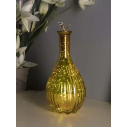Homesake Golden Glass Mercury Ovoid Bottle Star String Lights White Bird Lid-picture-14