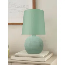 Homesake Green Ceramic Round Bedside Table Lamp with Shade-picture-12