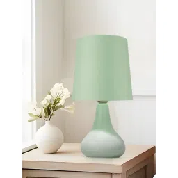 Homesake Green Ceramic Sage Bedside Table Lamp with Shade-picture-33