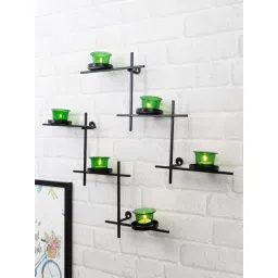 Homesake Green Metal Scorching Ladder With Votive Wall Hanging Candle Holder - Set of 6-picture-18