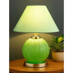 Homesake Green Raffia Table Lamp with Fabric Shade for Bedroom, Living Room & Office-picture-35