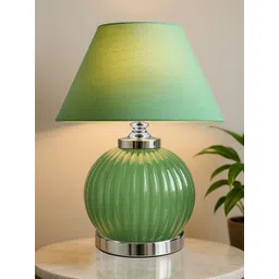 Homesake Green Textured Glass Contemporary Spherical Table Lamp with Bulb-picture-13