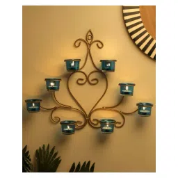 Homesake 'Halloween' Blue & Golden Metal 6-in-1 Wall Candle Holder With Tea Light Candle-picture-16