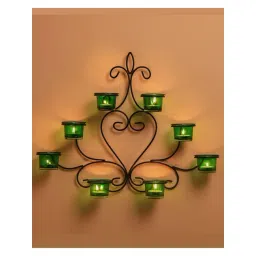 Homesake 'Holi' Black & Green Metal 8-in-1 Wall Candle Holder With Tea Light Candle-picture-21