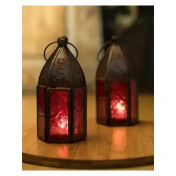 Homesake 'Holi' Dark Brown & Red Metal Hanging Candle Holder - Set of 2-picture-20