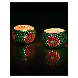 Homesake 'House Warming' Green & Red Glass Candle Holder - Set of 2-picture-24