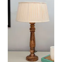 Homesake Khadi & Brown Wood Empire Pleated Table Lamp-picture-24