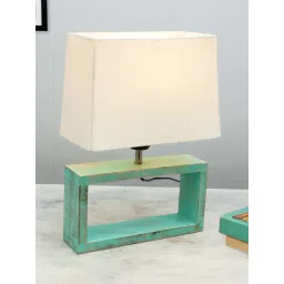 Homesake Khadi & Green Wood French Led Rustic Bedside Table Lamp-picture-25