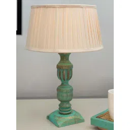 Homesake Khadi & Green Wood Rustic Algae French Trophy Carved Table Lamp-picture-26