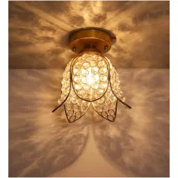 homesake Lotus Gold Metal & Crystal Ceiling Flush Mount Light-picture-17
