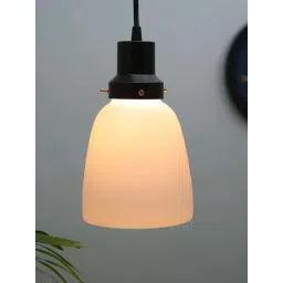 Homesake Matt Black & White Metal Vintage Fixtures Adjustable Frost Bell Hanging Light-picture-25