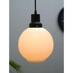 Homesake Matt Black & White Metal Vintage Fixtures Adjustable Frost Globe Hanging Light-picture-15