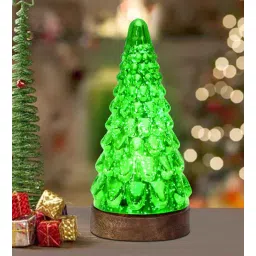 homesake Mercury Glass Table Lamp, Wooden Base Light, Green-picture-11