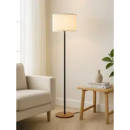 homesake Modern Farmhouse Boho Floor Lamp with Red Linen Shade-picture-11