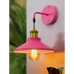 homesake Modern Industrial Wall Sconce Pink Metal Cone Wall Lamp with Golden Holde Light-picture-25