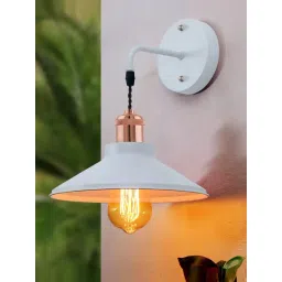 homesake Modern Industrial White Wall Sconce Metal Cone Wall Light Fixture with Rose Gold Holder-picture-31