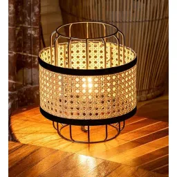 homesake Rattan Metal Table Lamp With Cane Shade (Beige & Balck)-picture-26