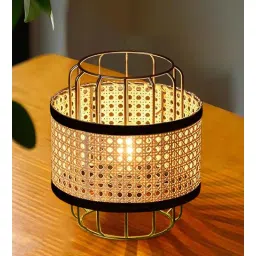 homesake Rattan Metal Table Lamp With Cane Shade (Beige & Balck)-picture-24