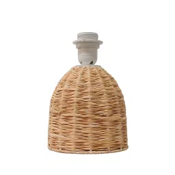 Homesake Rattan Table Lamp Small Nightstand Lamp with Linen Fabric Lampshade Oval Black image 3