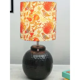 Homesake Red & Black Metal Ginger Jar Antique Birds And Trees Table Lamp-picture-42