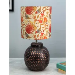 Homesake Red & Yellow Metal Ginger Jar Antique Birds And Trees Table Lamp-image-20