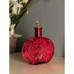 Homesake Red Glass Mercury Round Bottle Star String Lights With Bird Lid-picture-16