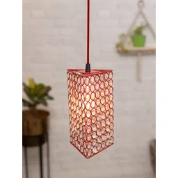 Homesake Red Textured Triangle Glossy Hanging Crystal Pendant Ceiling Lamp-picture-12