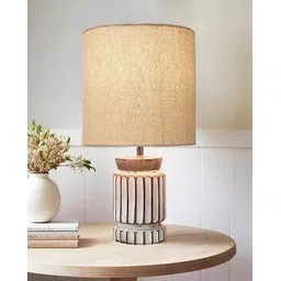 homesake Retro Table Lamp with Wood Carved Cylinder-picture-51