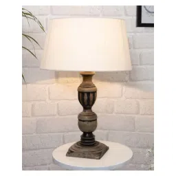 Homesake 'Rustic' Beige & Brown Wood Trophy Carved Table Lamp with Empire Shade - Set of 1-picture-23