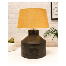 Homesake Rustic Milk Gagar Black & Beige Metal Table Lamp With Jute Drum Shade (LED Bulb Included)-picture-21