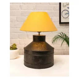 Homesake Rustic Milk Gagar Black & Mustard Metal Table Lamp With Cone Drum Shade (LED Bulb Included)-picture-23