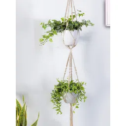 Homesake Set Of 2 Beige Macrame Plant Hangers Without Pot-picture-35