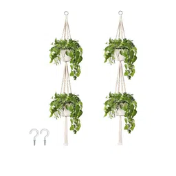 Homesake Set Of 2 Beige Macrame Plant Hangers Without Pot image 2