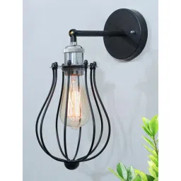Homesake Silver & Black Metal Vintage Sconce Industrial Adjustable Socket Rustic Wire Wall Lamp-picture-30