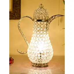 Homesake Silver-Toned Self Design Handcrafted Table Lantern-picture-23