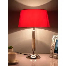 Homesake Silver-Toned Solid Handcrafted Bedside Standard Table Lamp with Shade-picture-16