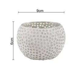 Homesake Star Mosaic Embellished White Glass Tea Light Candle Holder - Set of 2 image 5