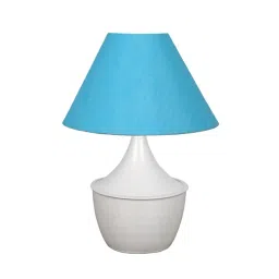 Homesake Table Lamp Matt Black Metal Modern Lamp with Fabric Shade White Tulip Turquoise Shade-picture-32