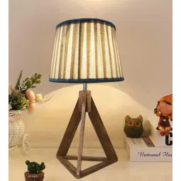 homesake Triangle Ribbed Industrial French Rustic Dark Burn Finish & Beige Bedside Night Lamp-picture-38