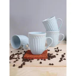 Homesake Turquoise Blue Handcrafted Textured Ceramic Glossy Mugs Set of Cups and Mugs-picture-31