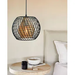 homesake Twister Cage Pendant Lighting with Glass Shades Fixture, Oval Glass Pendants Ceiling Lamp-picture-13